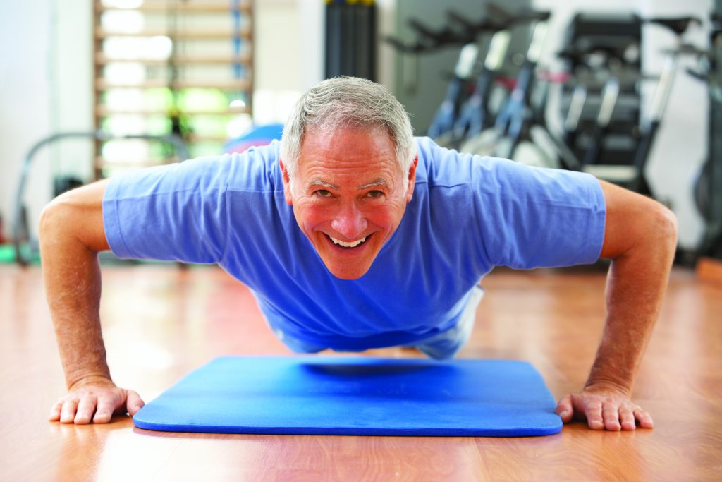healthy old man exercising