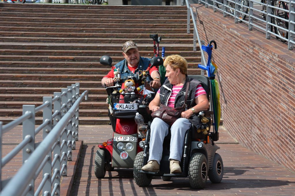 seniors using mobility scooters