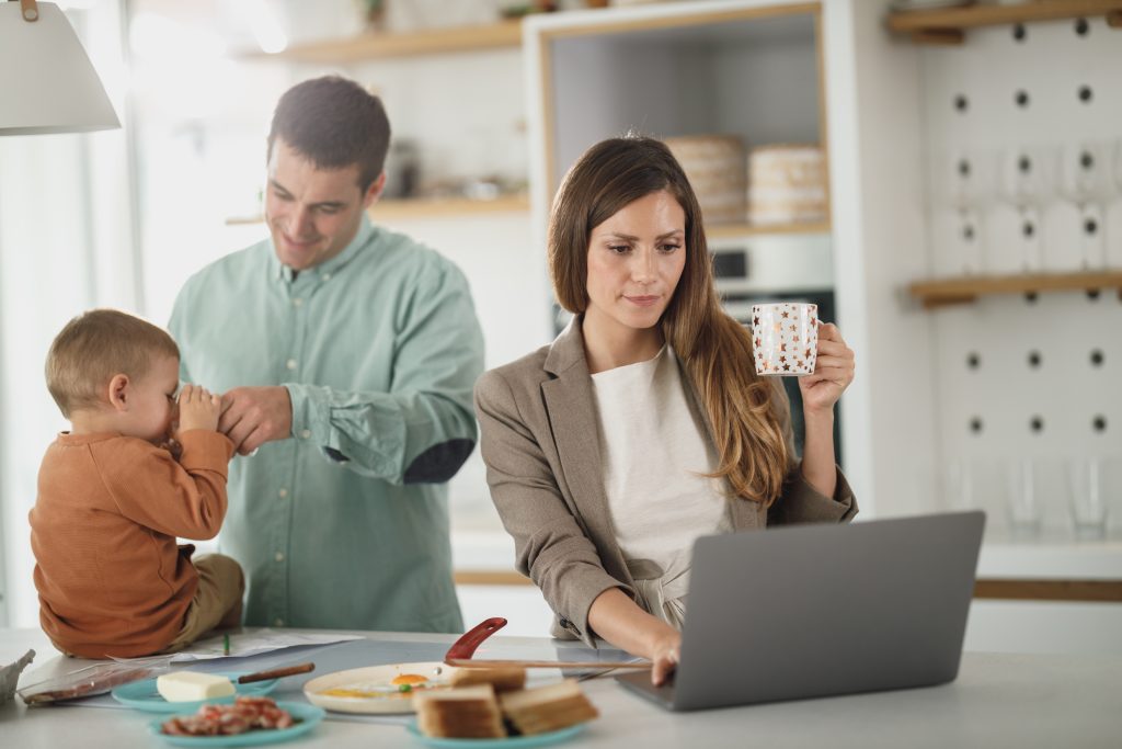 mom working from home earning a high salary