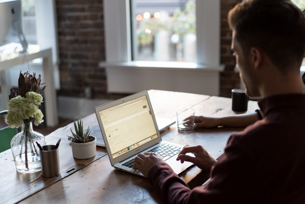 Photo of a dad working from home